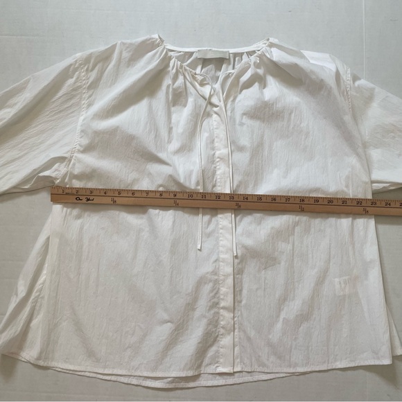 NWOT- Amomento Drawstring White Shirred Blouse Balloon Sleeves One Size Top - Picture 13 of 15